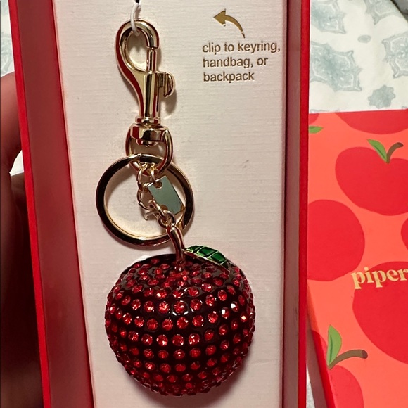 NWT Piper K Sparkling Red Apple Keychain and bag charm glass stones - Picture 2 of 8